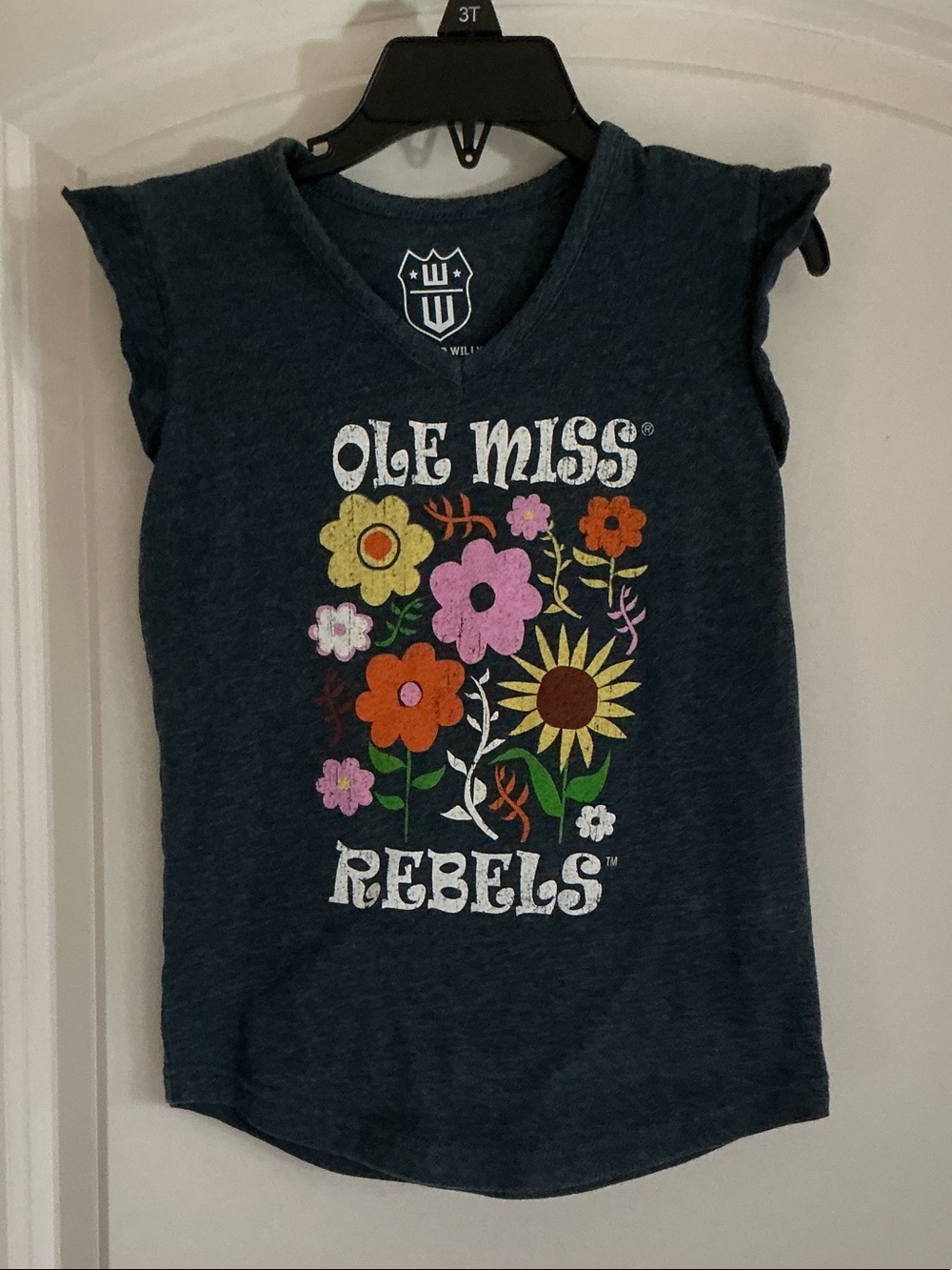 Ole Miss Girls' Navy Floral Rebels Short Sleeve Tee